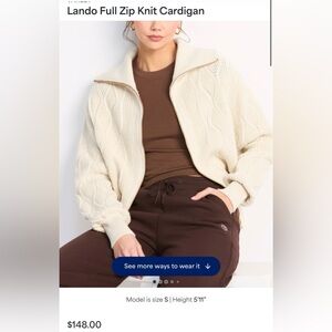 Varley Cream Cable Knit Cardigan